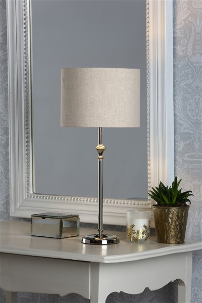 (image for) Laura Ashley Highgrove Table Lamp Polished Nickel With Shade
